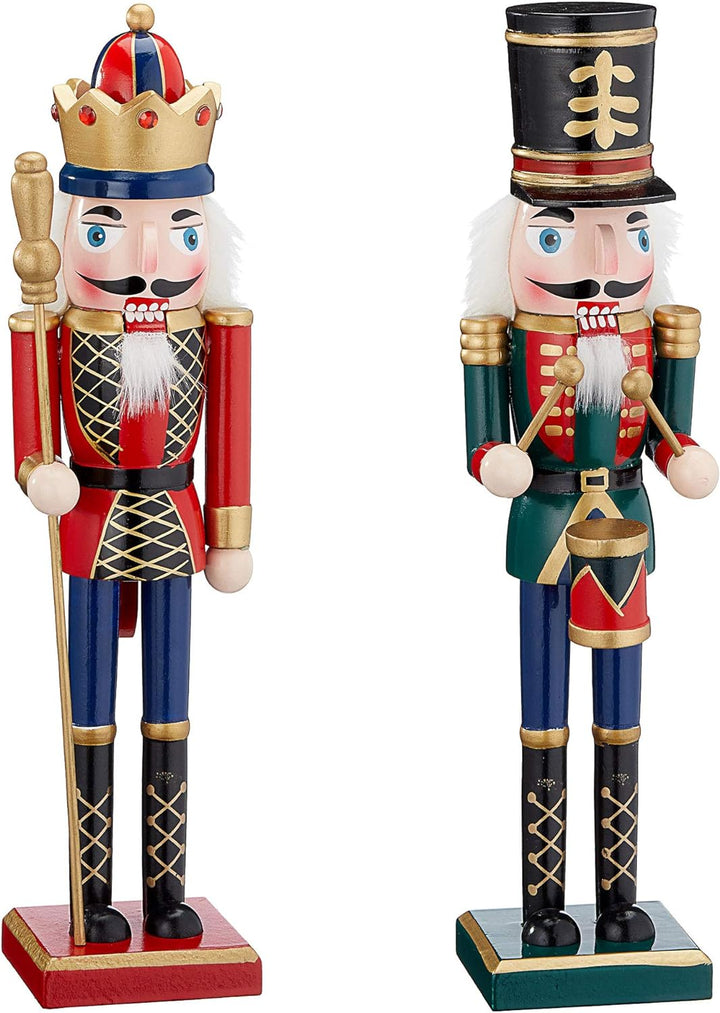 Cepewa Nussknacker aus Holz Set König+Trommler r/g r/b 38 cm Weihnachtsdeko Figur Erzgebirge Nussbre