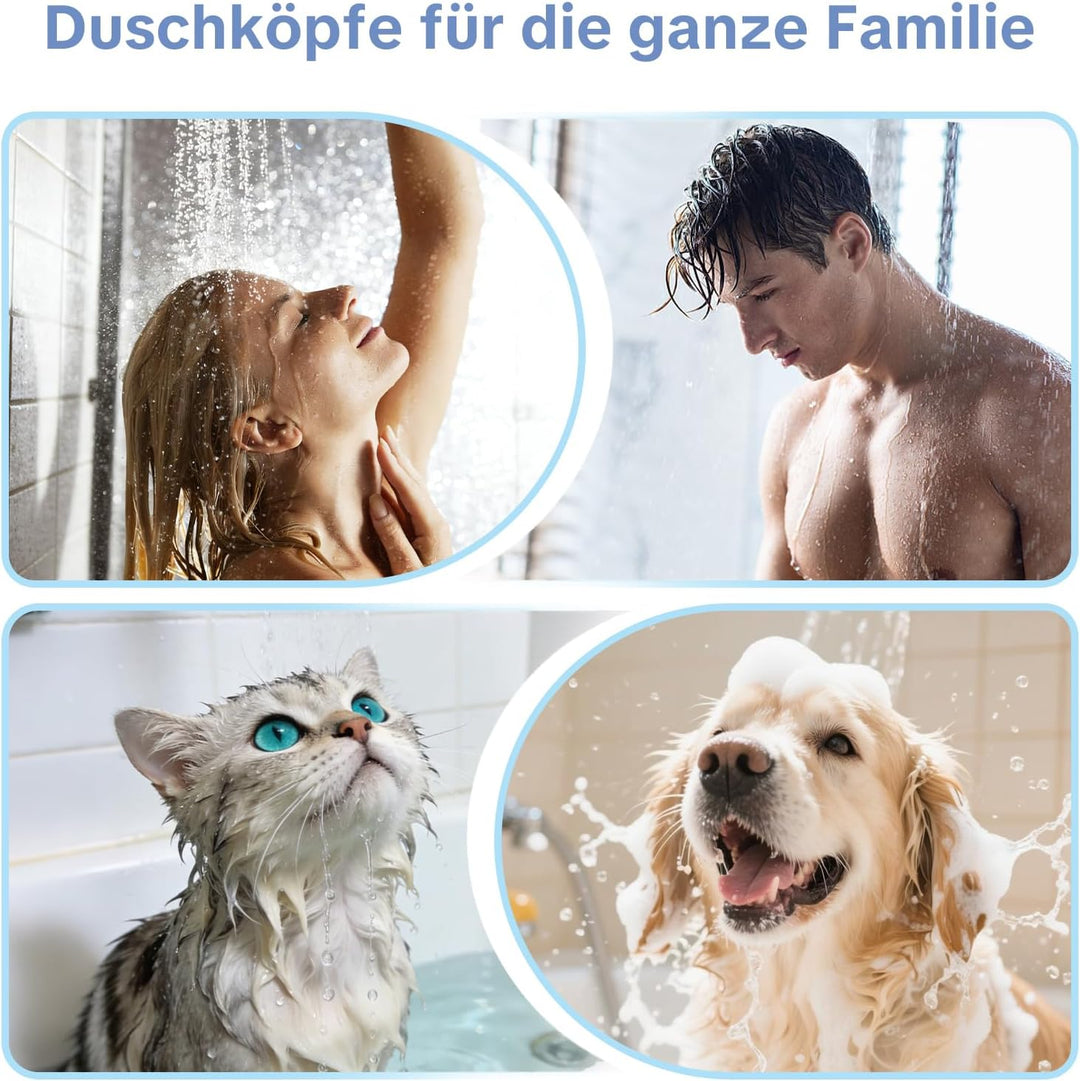 OFFO Filter Duschkopf mit Schlauch 1,6m und halterung, 90mm Duschbrause mit Kalkfilter und 3 Strahla
