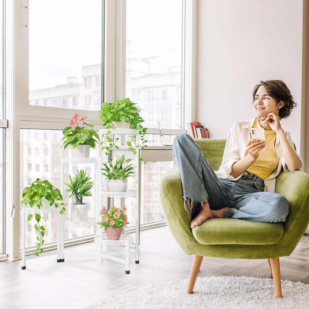 iDavosic.ly Pflanzenständer Metall mit 6 Etagen, Blumenständer Pflanzenregal Blumenregal Indoor Outd