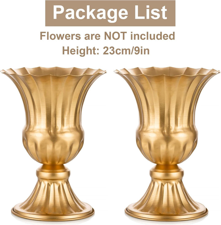 Sziqiqi Golden Metall Vase für Hochzeit - 2 Stück Klein Blumenvase Deko Hochzeit Mittelstücke, Vinta