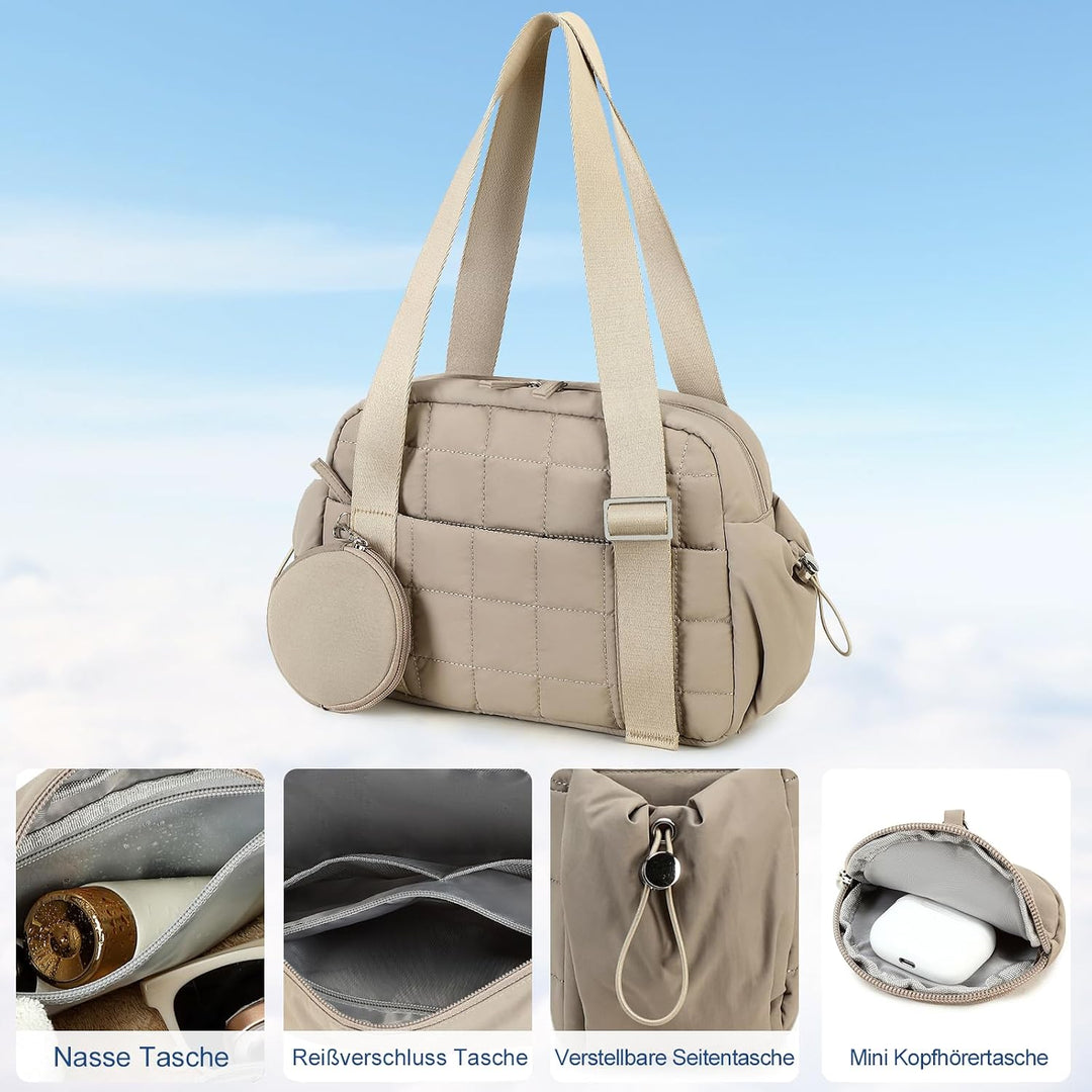 LEDAOU Mini Sporttasche für Damen, Kleiner gepolsterter Turnbeutel mit Nassfach und Münztasche, Leic