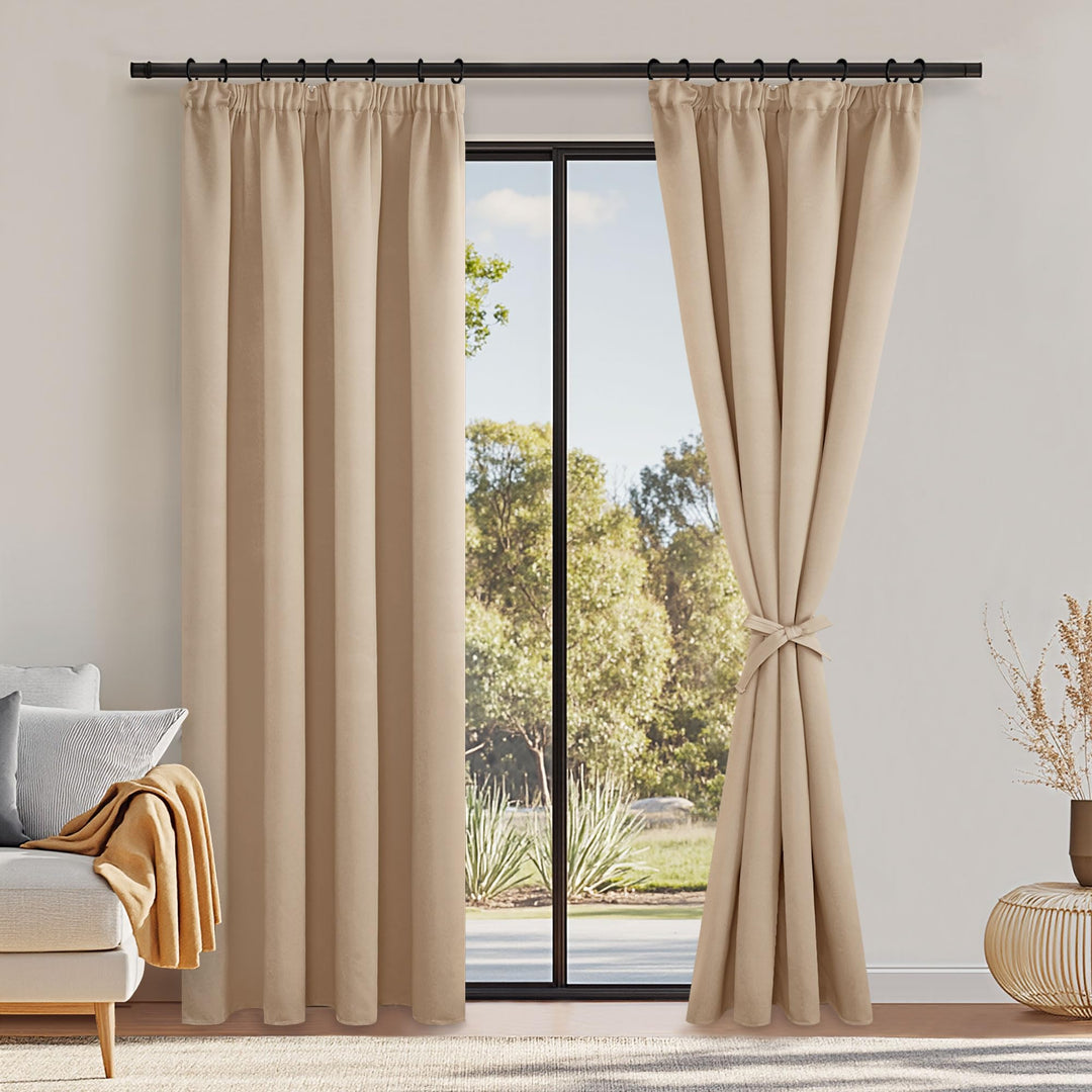 DWCN Vorhänge Blickdicht Gardinen mit Kräuselband Vorhang Schlafzimmer 2er Set H 228 x B 117 cm, War