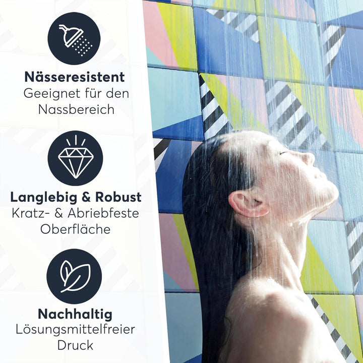 50 Stück Fliesenfolie für Küche und Bad 10x10 cm - Mosaikfliesen, Fliesensticker - Stickerfliesen, F