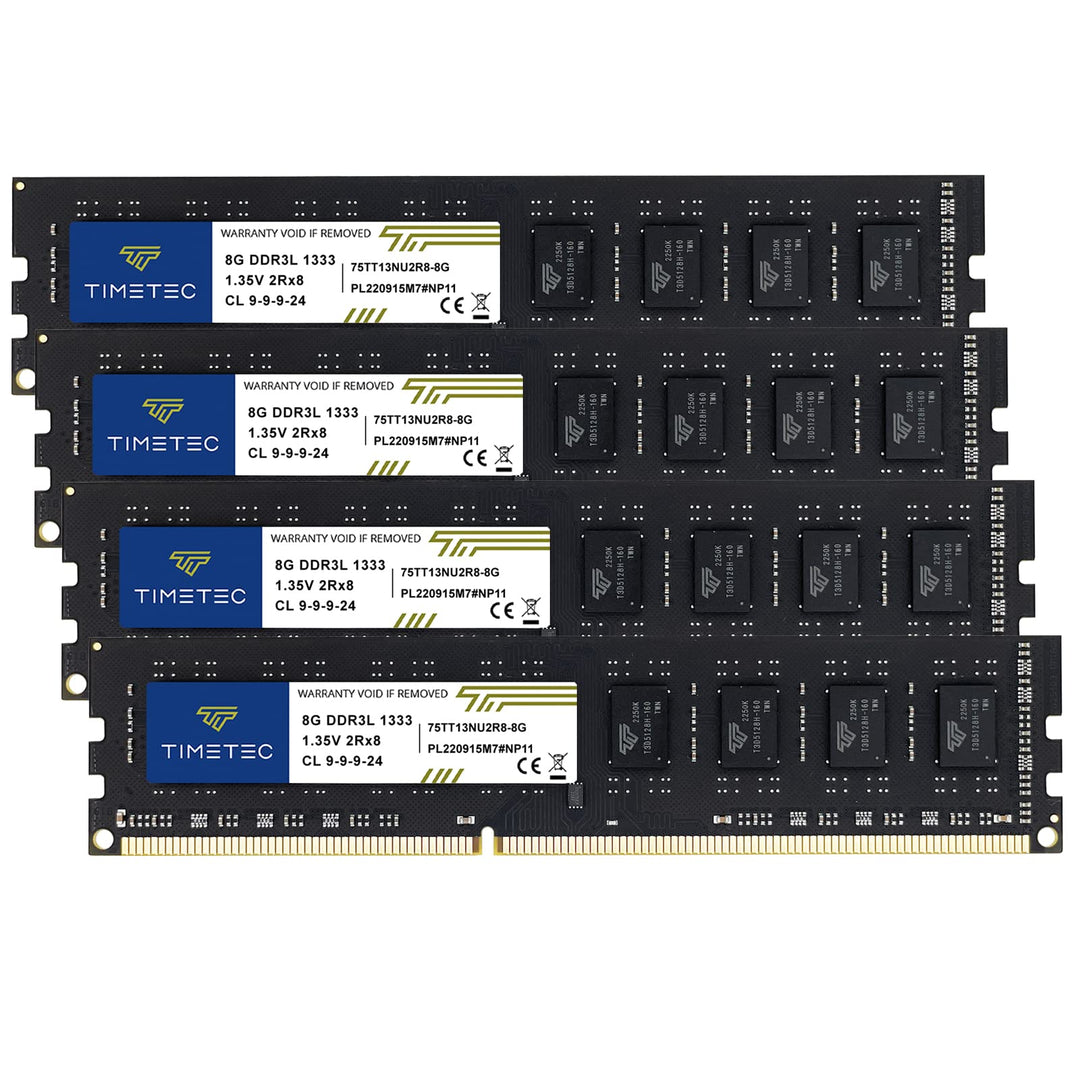 Timetec 32GB KIT (4x8GB) DDR3L 1333MHz PC3-10600 Non-ECC Unbuffered 1,35V CL9 2Rx8 Dual Rank 240 Pin