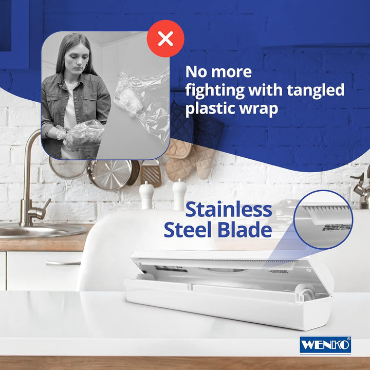 WENKO Folienschneider Mod. Perfect-Cutter praktischer Abroller für Frischhaltefolie und Alufolie Fol