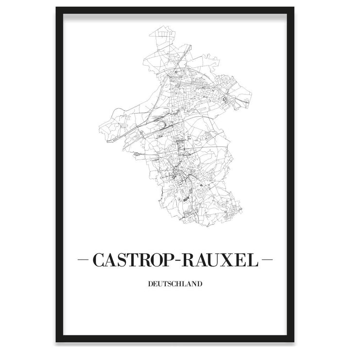 JUNIWORDS Stadtposter, Castrop-Rauxel, Wähle eine Grösse, 30 x 40 cm, Poster mit Rahmen, Schrift A,