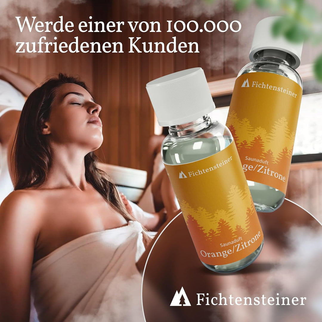 Fichtensteiner Saunaaufguss Orange/Zitrone, 100ml, Sauna Aufgussmittel, sehr ergiebig, für bis zu 10