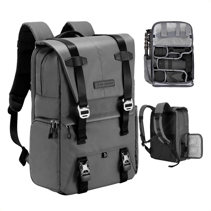 K&F CONCEPT Kamerarucksäcke 20L, Grosse Camera Backpack 15,6 Zoll Laptopfach, Spritzwassergeschutzt