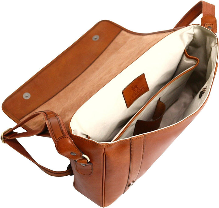 Messenger Bag aus Echtleder mit 13" Laptop-Fach Hellbraun, Hellbraun