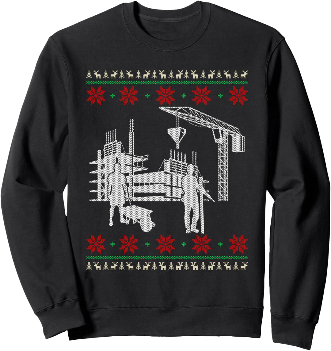 Baustelle Ugly Christmas Weihnachtsfeier Bauarbeiter Motiv Sweatshirt
