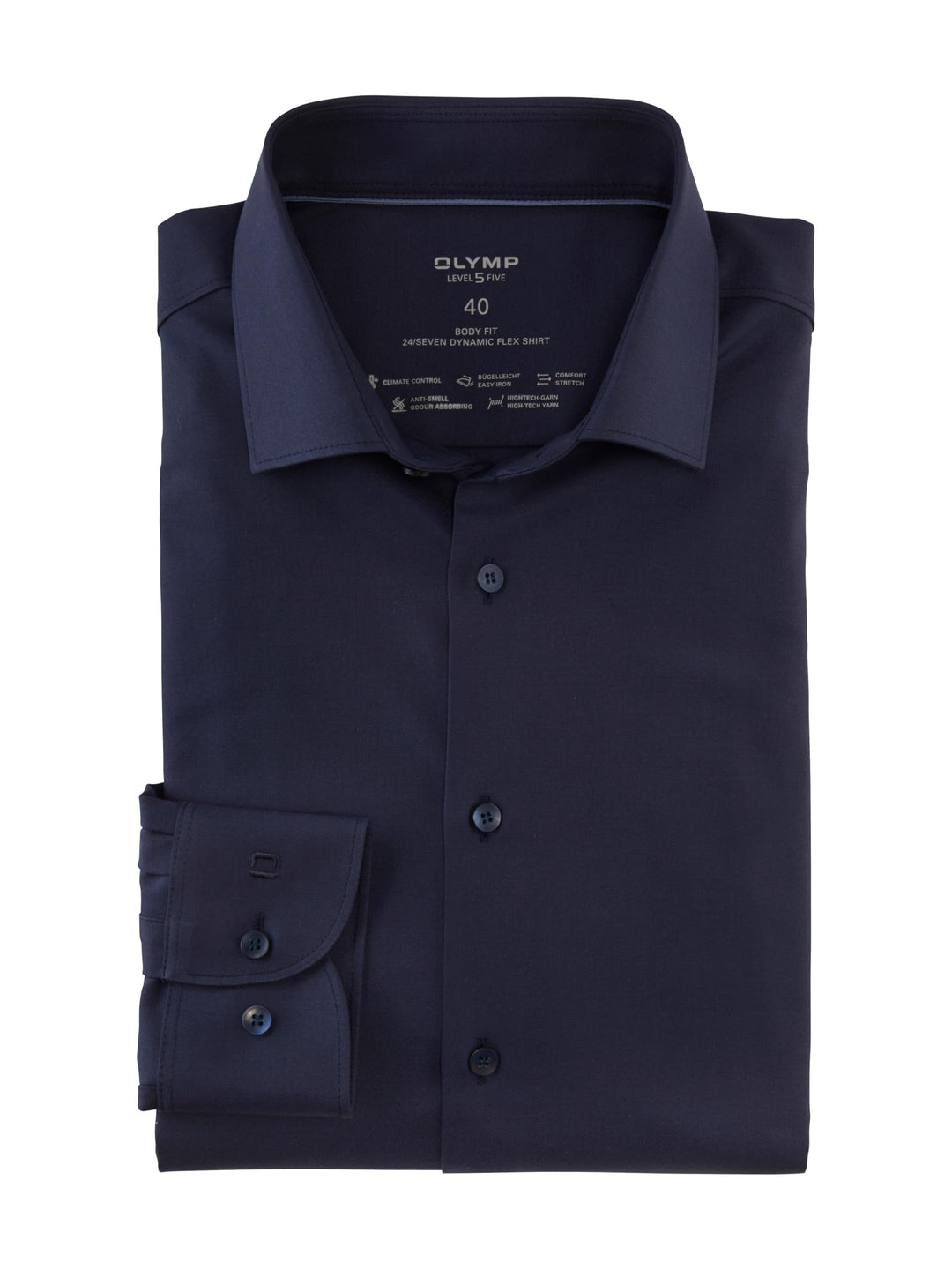OLYMP Herren Oberhemd Langarm Level.Five.Body.fit,Twill,Body fit,Modern Kent, Nachtblau
