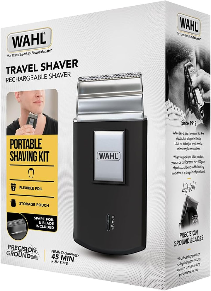 Wahl Travel Shaver - Kabelloser und wiederaufladbarer elektrischer Rasierer für Herren, ideal für Re