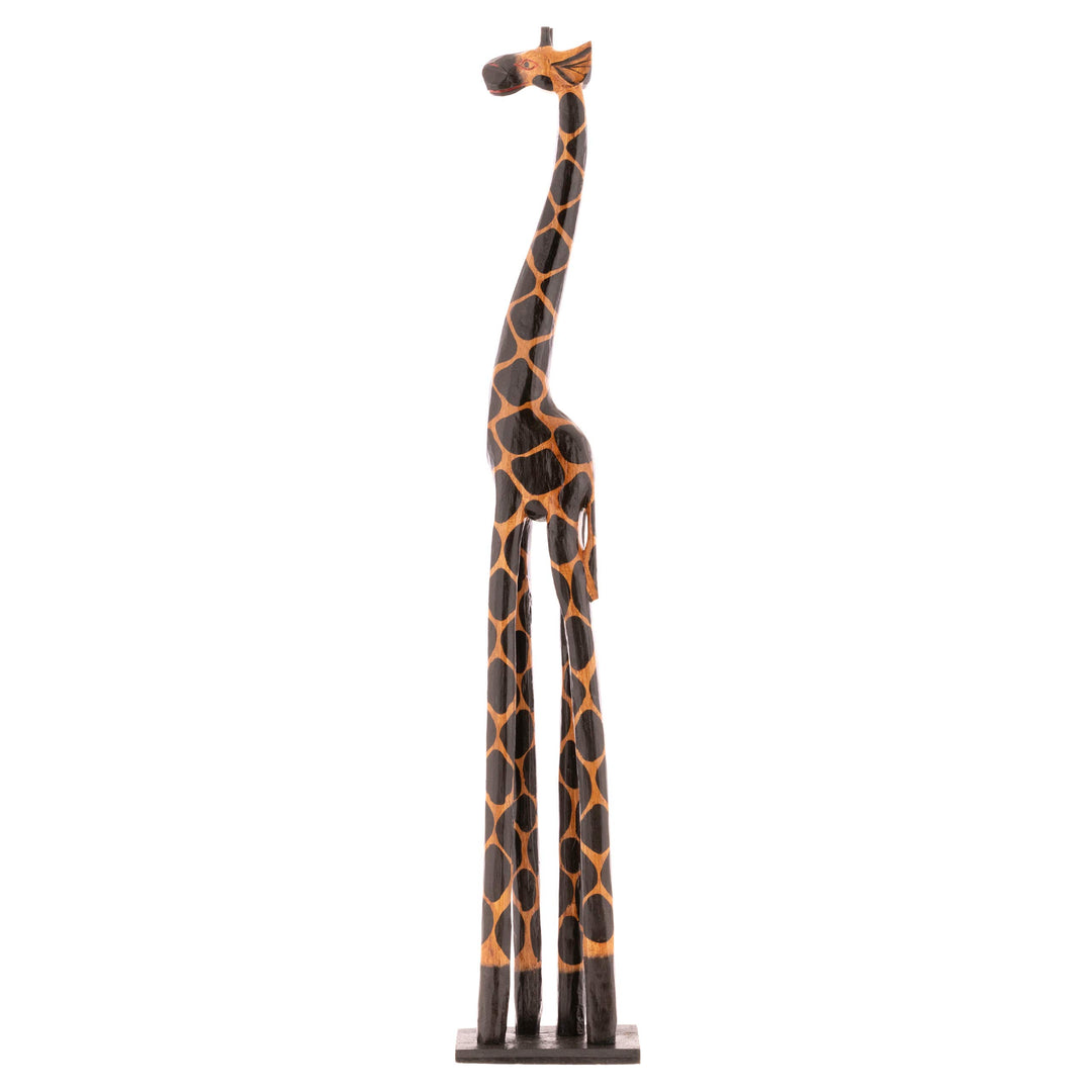 Nexos Trading Deko Giraffe Holzfigur Skulptur Afrika Handarbeit Grösse 120 cm – dunkel