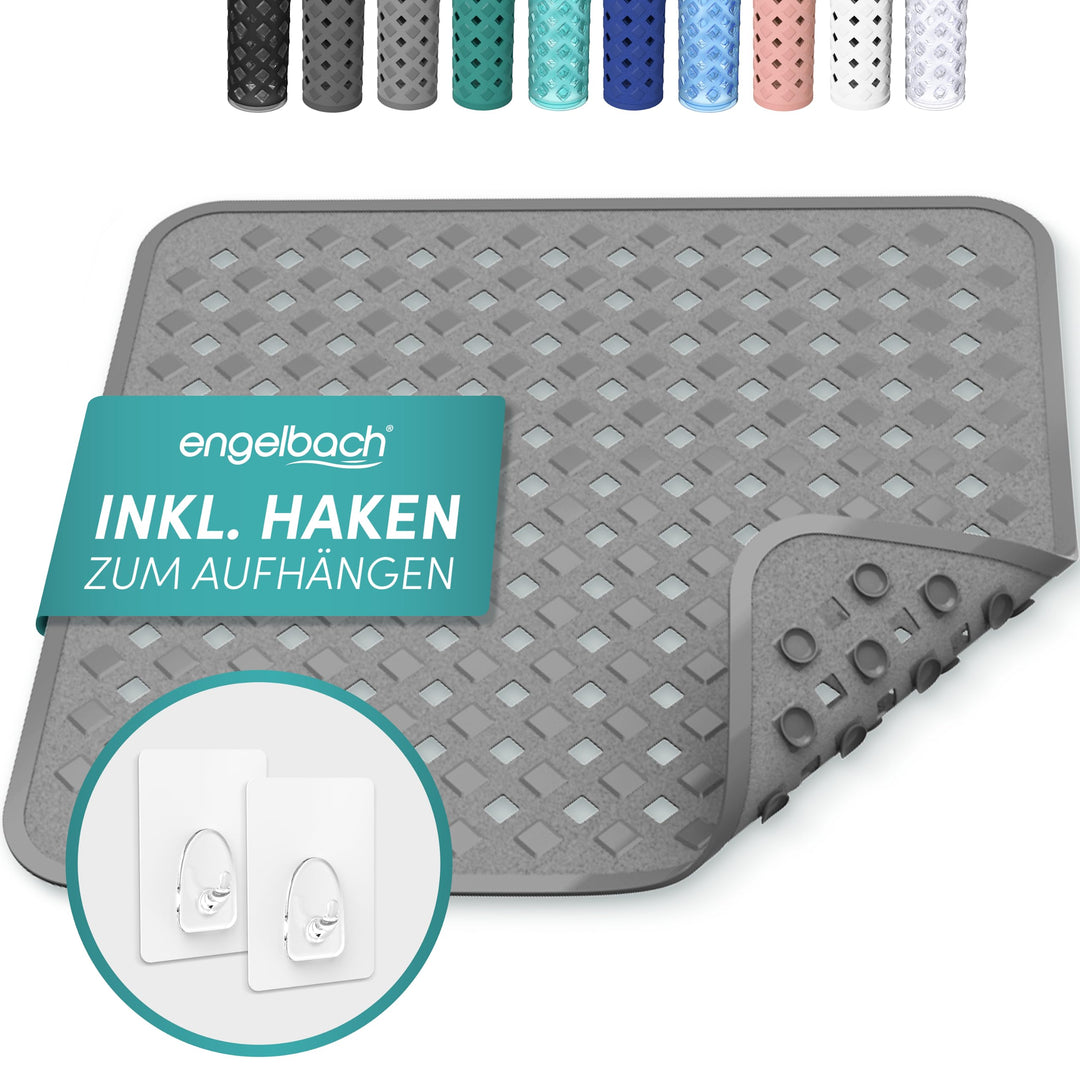 Engelbach® Duschmatte rutschfest 53x53cm - Inklusive Haken zum Aufhängen - 100% BPA-frei - Antirutsc