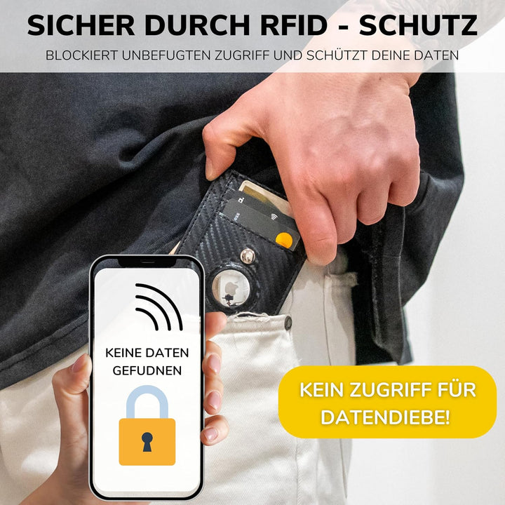 SlimJack® Wallet für Apple AirTag - Schlankes Portmonaie mit Fach - Kreditkartenetui mit RFID-Schutz
