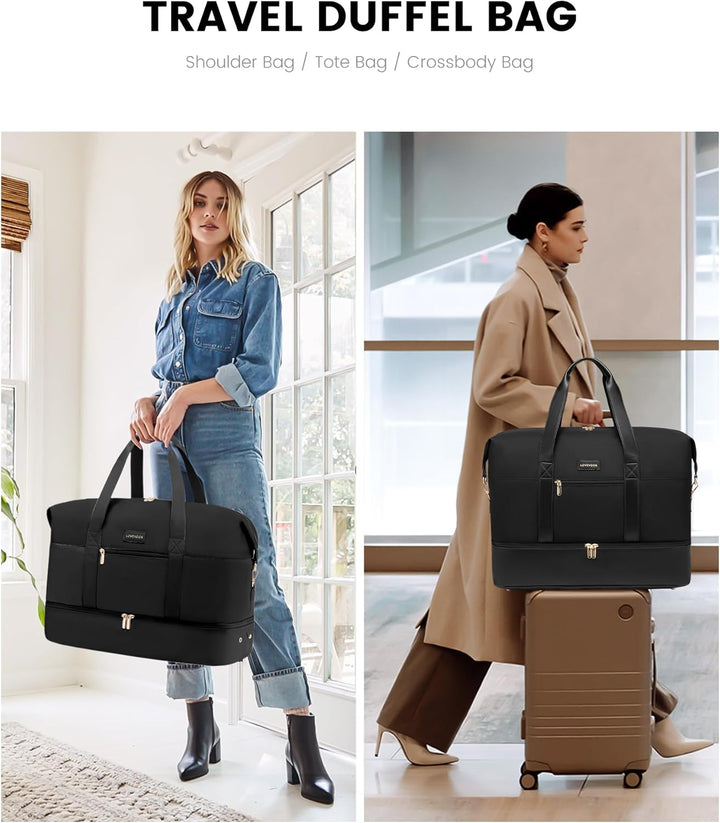 LOVEVOOK Reisetasche Damen Weekender Bag, Gross Handgepäck Tasche 60L Sporttasche Kliniktasche Gebur