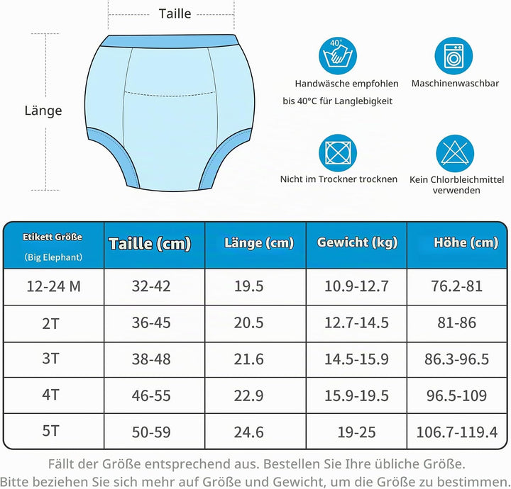 BIG ELEPHANT Baby Mädchen 6er-Pack Töpfchen-Unterwäsche, gepolsterte, saugfähige Blumen-Trainingshos