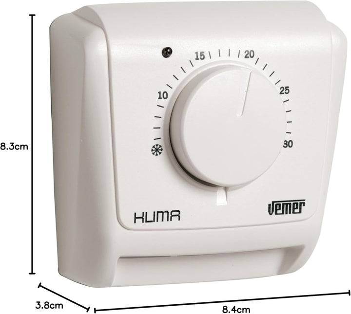 VEMER VE020400 Klima 3L Mechanischer Raumthermostat, Heizungsthermostat, Betrieb Heizung und Klimaan