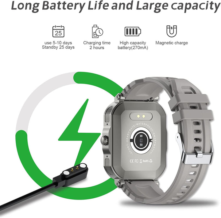 SUPBRO Smartwatch Herren Damen mit Telefonfunktion Fitnessuhr mit Bluetooth Anruf 1.91" HD Voll Touc
