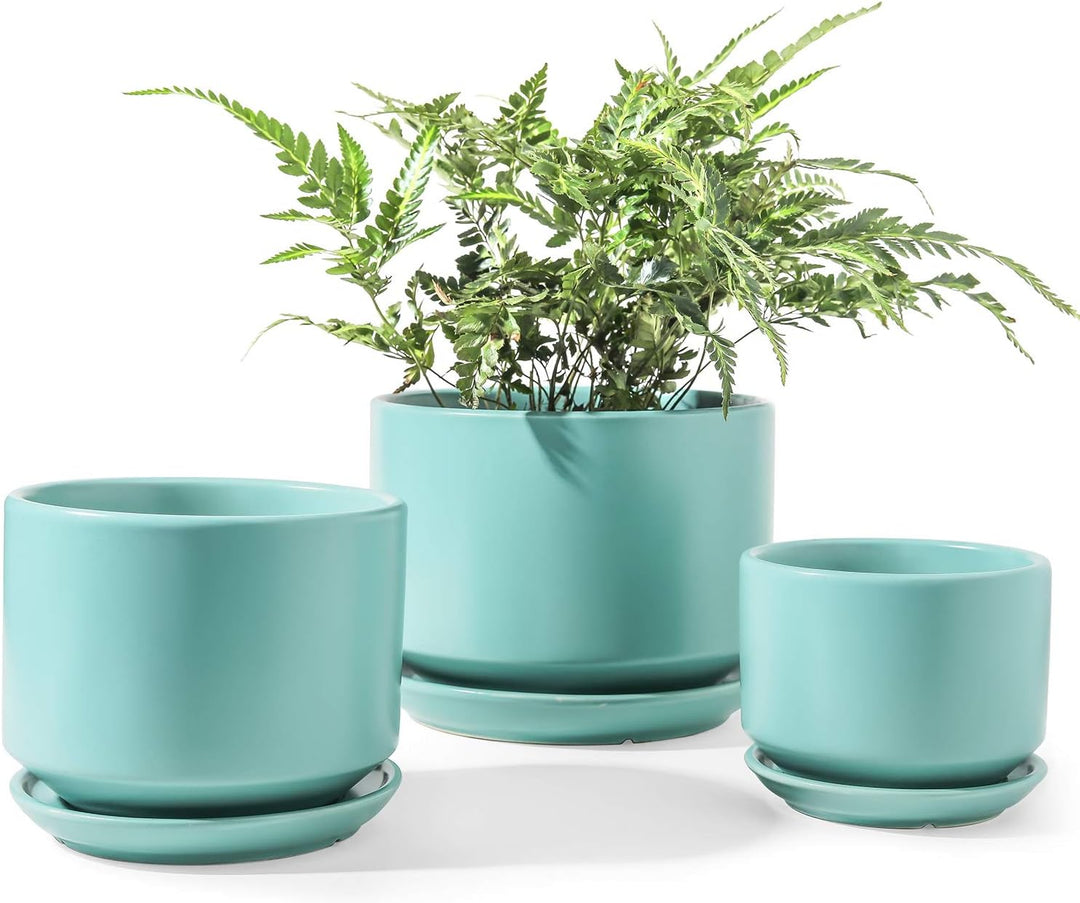 LE TAUCI Keramik-Pflanztöpfe, 10,9 cm + 13 cm + 17,3 cm, 3 Stück, Pflanzgefässe mit Ablaufloch und U