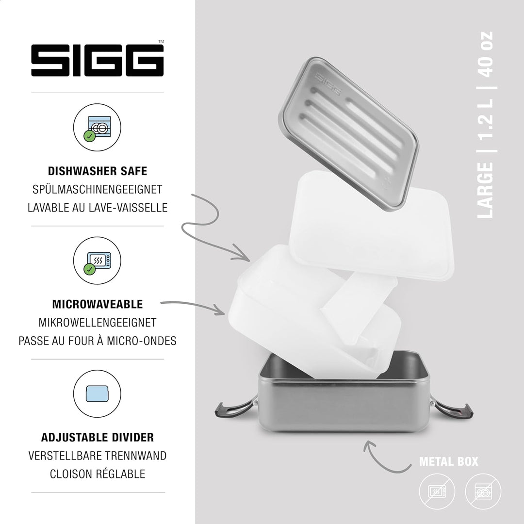 SIGG - Alu Lunchbox Plus - Brotdose Mit Unterteilung - Preisgekrönt - Spülmaschinenfest & Mikrowelle