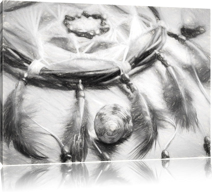 Pixxprint Traumfänger mit Federn als Leinwandbild/Grösse: 100x70 cm/Wandbild/Kunstdruck/fertig bespa