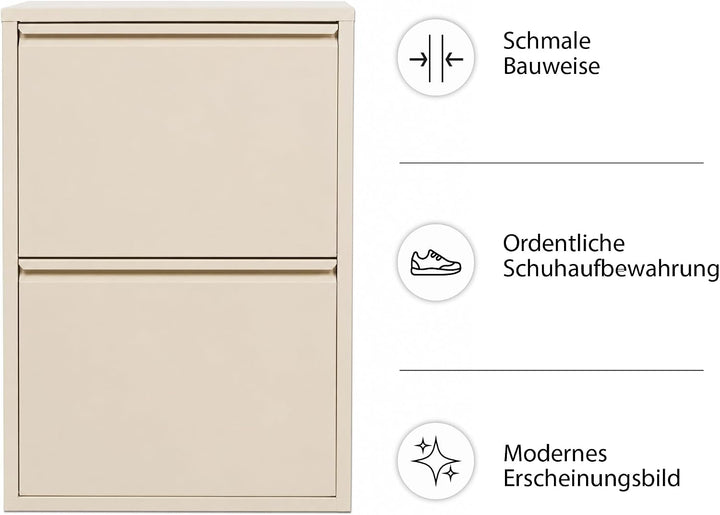 Schuhschrank Schmal, Metall Schuhkipper mit Magnet-Klappen, Schmaler Schuhschrank für Flur, Eingang