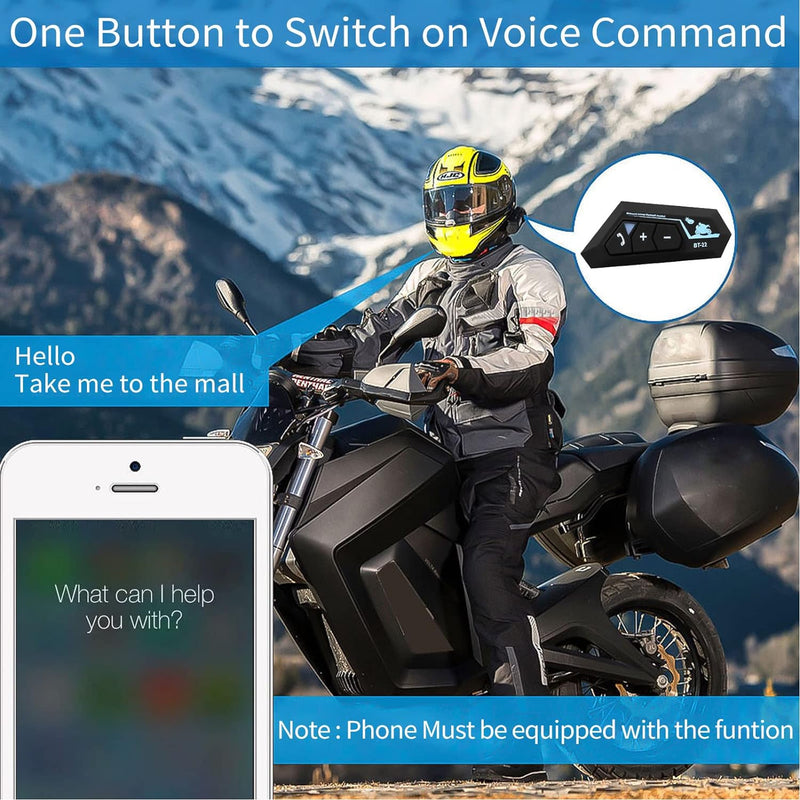 ASHATA Motorrad-Bluetooth-Headset, Helm-Bluetooth-Headset, Freisprecheinrichtung, Rauschunterdrückun