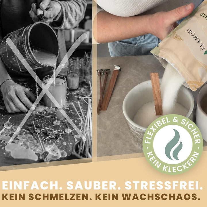 Kerzensand mit Duft 500g – Duftkerzensand [Orange] – 6 Dochte inklusive – 100% Pflanzenwachs, russar