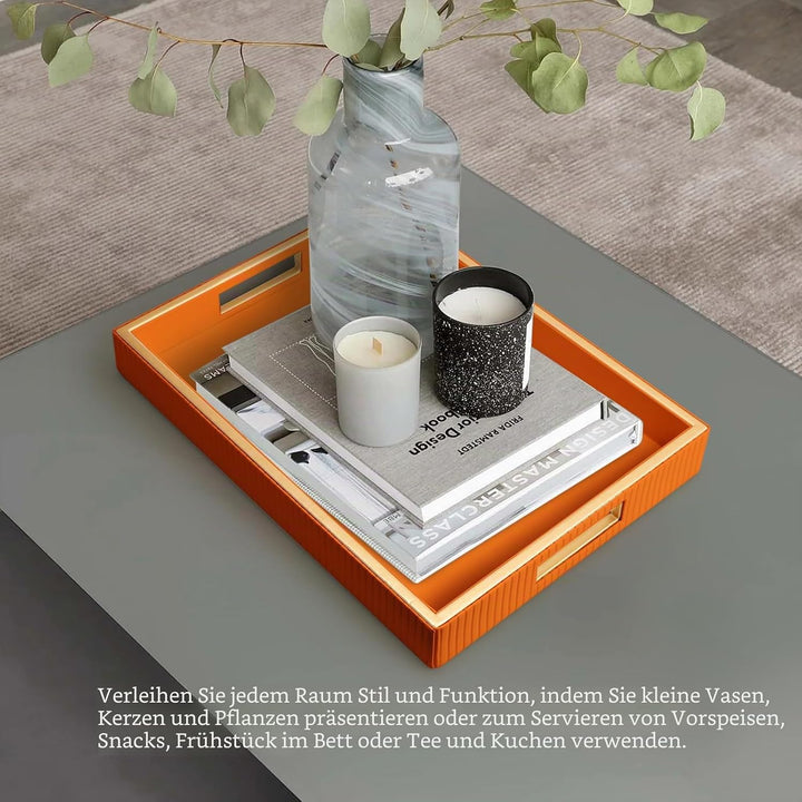 SANZIE Ledertablett, Schreibtisch-Aufbewahrung, Organizer, Premium-Serviertablett, dekoratives Table