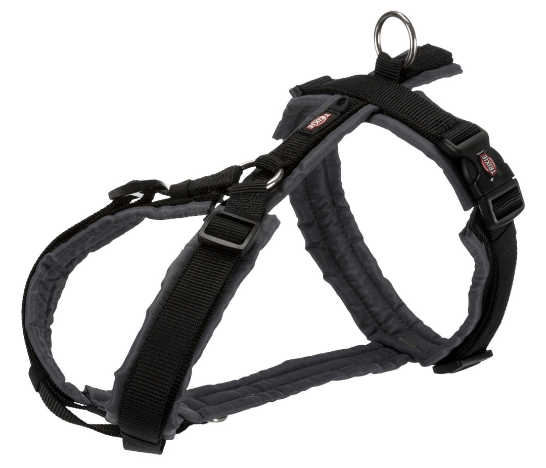 TRIXIE Trekking Geschirr New Premium XL 80-97cm / 25mm schwarz/Graphit Hund Schwarz/Graphitgrau XL,