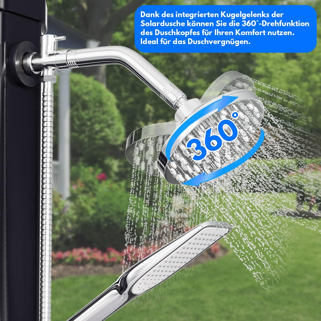 Solardusche 40L Solar Gartendusche warmes Wasser Bis Zu 60°C Ohne Stromanschluss Pooldusche Camping