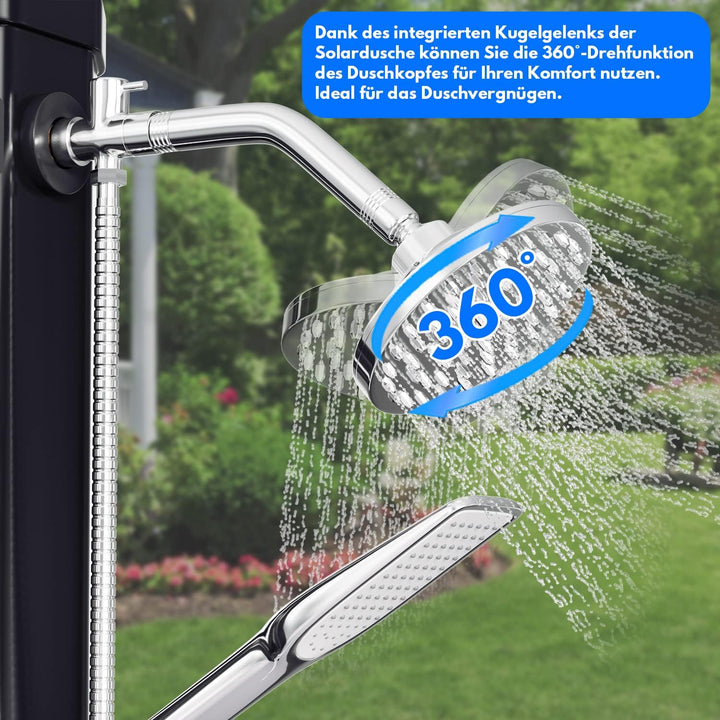 Solardusche 40L Solar Gartendusche warmes Wasser Bis Zu 60°C Ohne Stromanschluss Pooldusche Camping