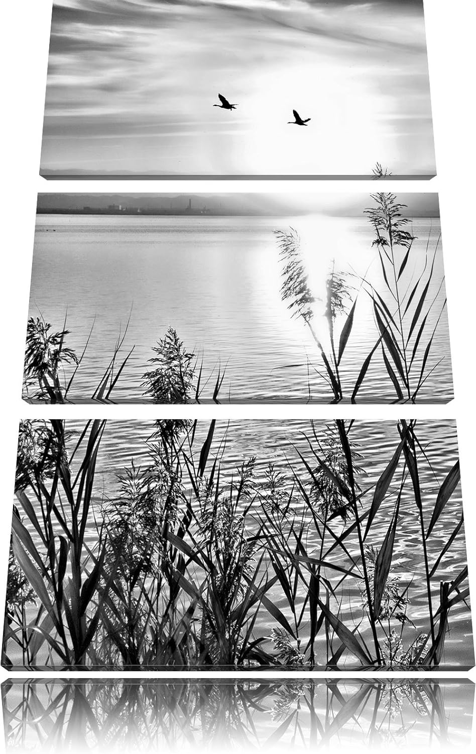 Pixxprint Sonnenuntergang am See als Leinwandbild/Grösse: 3 Teilig (120x80) cm/Wandbild/Kunstdruck/f