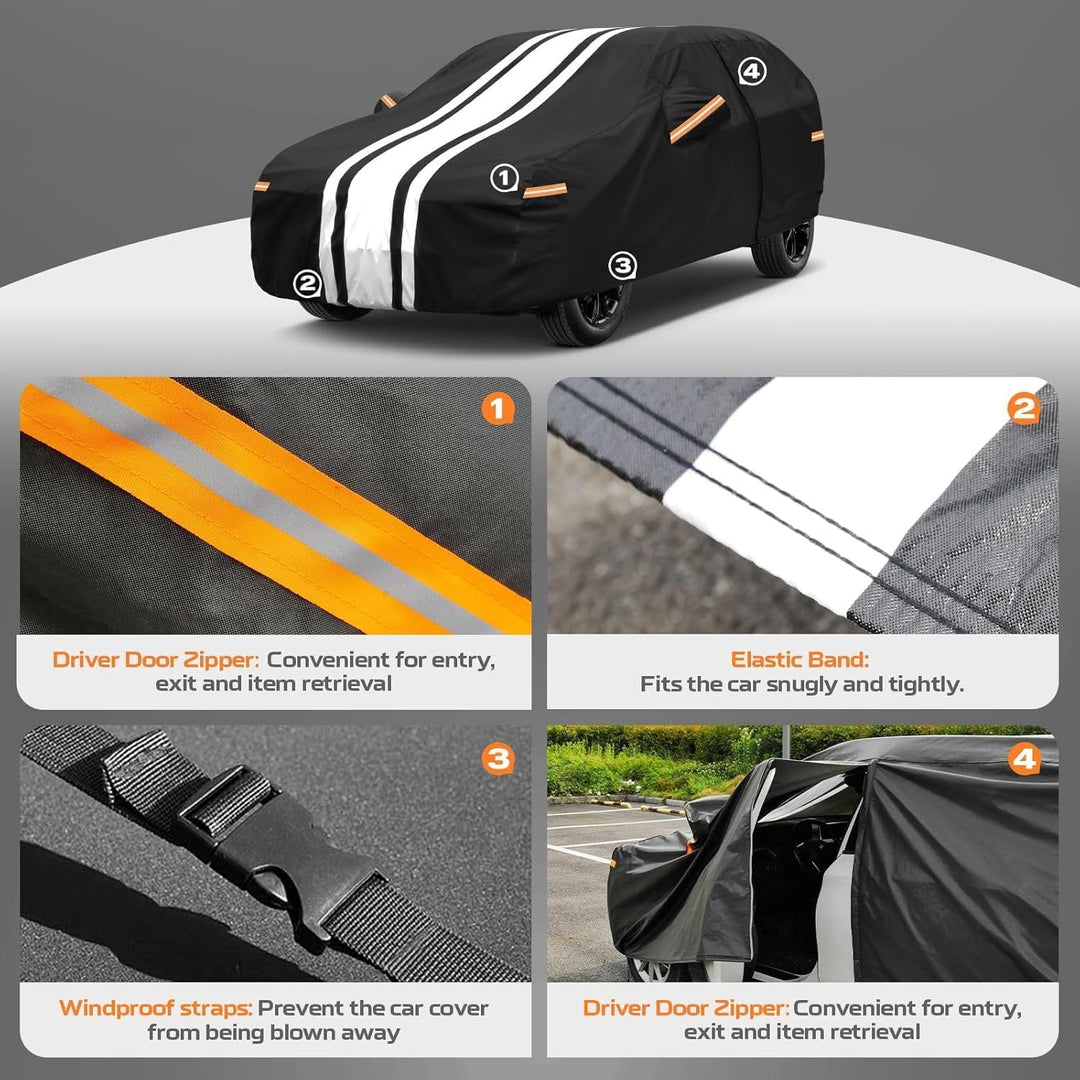 Kayme Robuste Autoabdeckung Wasserdicht, Outdoor Vollgarage Autoplane – Schutz vor Regen, Schnee, UV