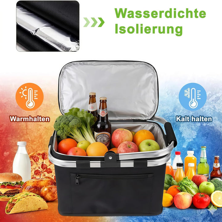 Einkaufskorb Grosser Picknickkorb mit Gepolsterten Griffen Praktischer Faltkorb Stabiler Einkaufstas
