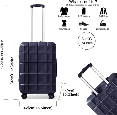 KONO Gepäck-Sets Kofferset 2 Teilig Mittelgross Koffer mit Beautycase (62cm+Kosmetikkoffer, Dunkelbl