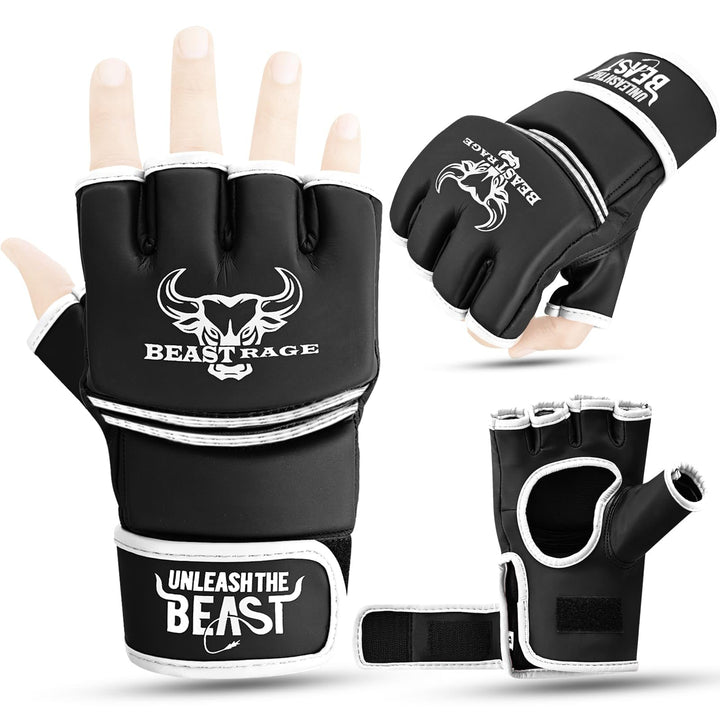 BEASTRAGE MMA Handschuhe für Männer und Frauen,Martial Arts Mitts Grappling Sparring,Ventilated Palm