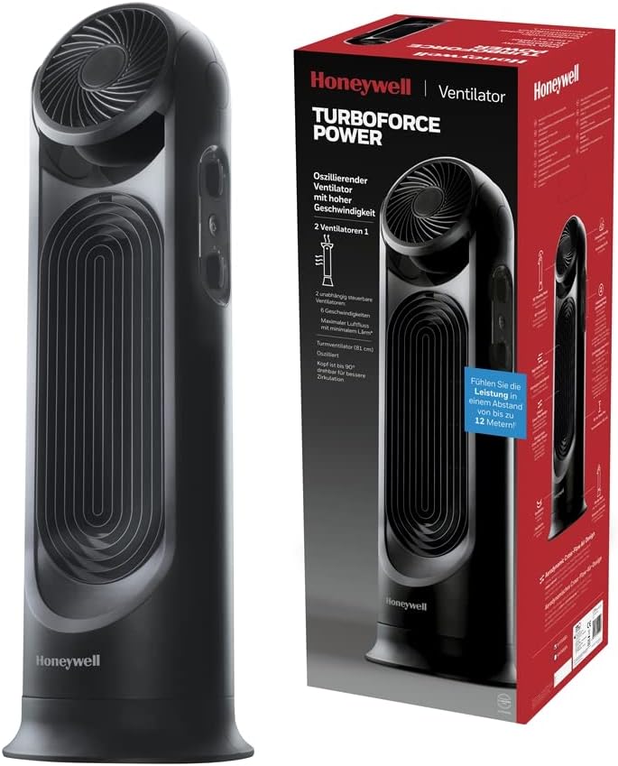 Honeywell TurboForce Power Oszillierender 2-in-1-Turmventilator mit hoher Geschwindigkeit