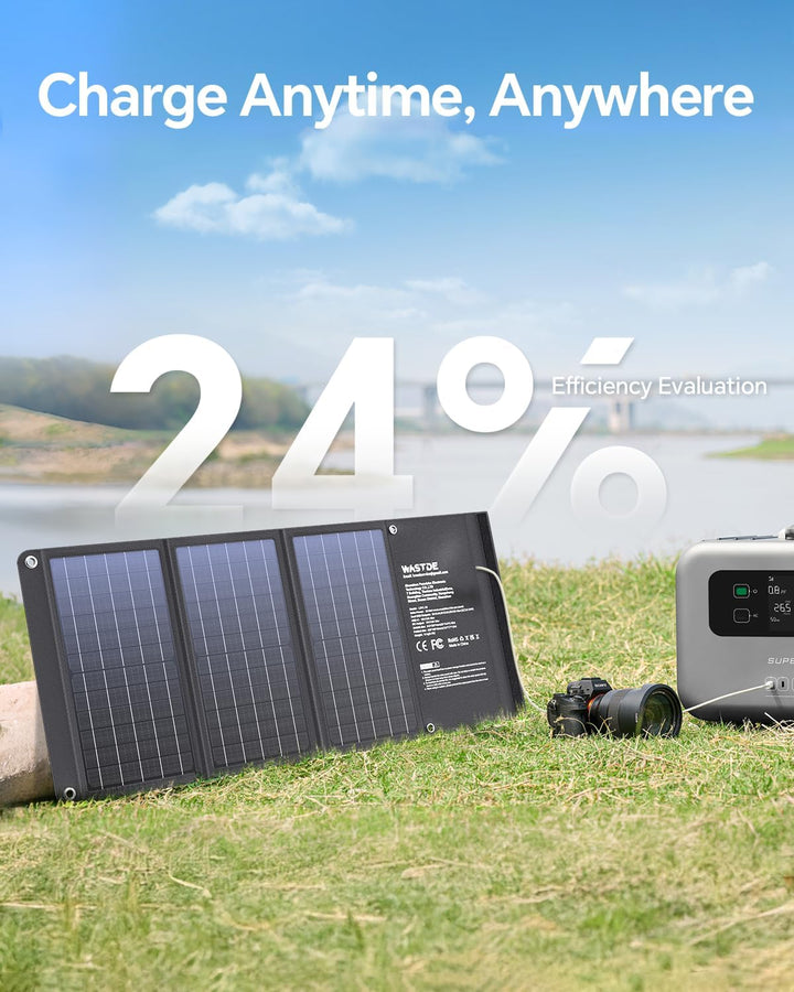 30W Solarpanel Faltbares, WASTDE Tragbar Solarladegerät ETFE mit DC30V, QC3.0 USB-A/USB-C Anschlüsse