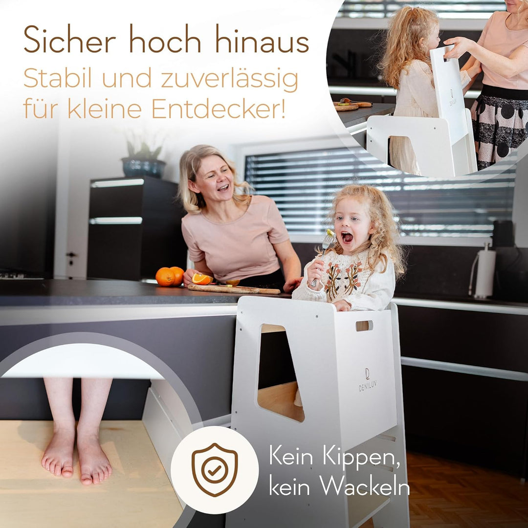 Kinder Lernturm Höhenverstellbar Ab 1 Jahr Mit Abnehmbarer Front Tritthocker für Küche Bad Leiterstu