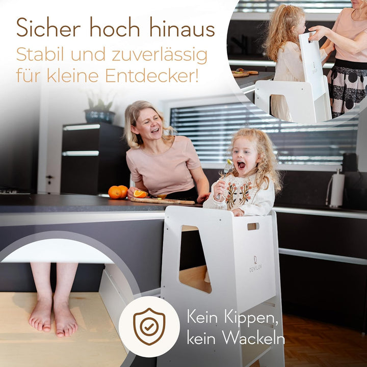Kinder Lernturm Höhenverstellbar Ab 1 Jahr Mit Abnehmbarer Front Tritthocker für Küche Bad Leiterstu