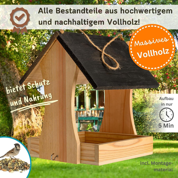 growpile Vogelhaus-Box grosses Vogelhaus mit 5 Nistplätzen und Kleiner Leiter und einem Vogelfutterh