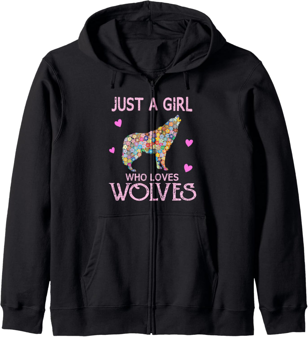 Just A Girl Who Loves Wolves Wolf Geschenk Mädchen Teenager Kapuzenjacke