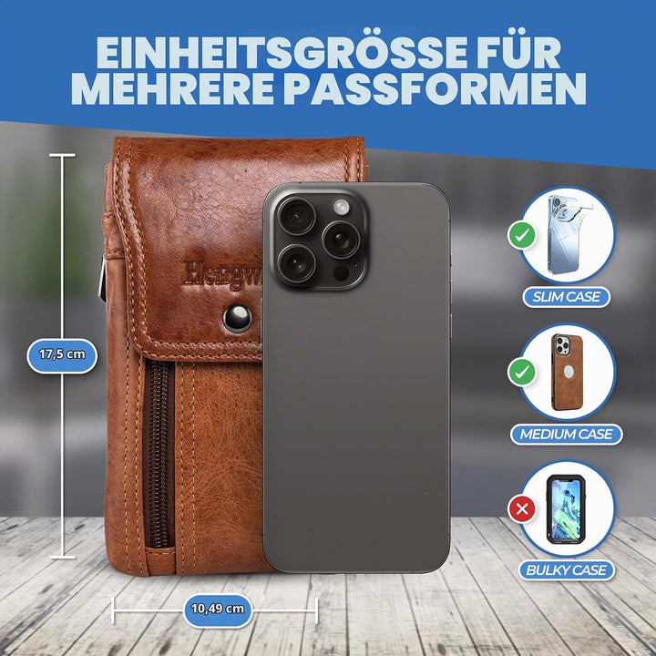 Hengwin Leder Bauchtasche Herren, Telefon Hülle für iPhone 14 Pro Max 14 Plus 13Pro max Gürtelhalter