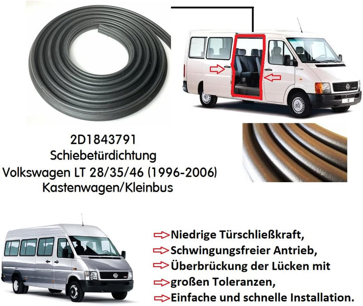 LLS-GERMANY Schiebetürdichtung Kompatibel mit V.W. LT28 LT35 LT46 Gummidichtung Schiebetür Dichtung