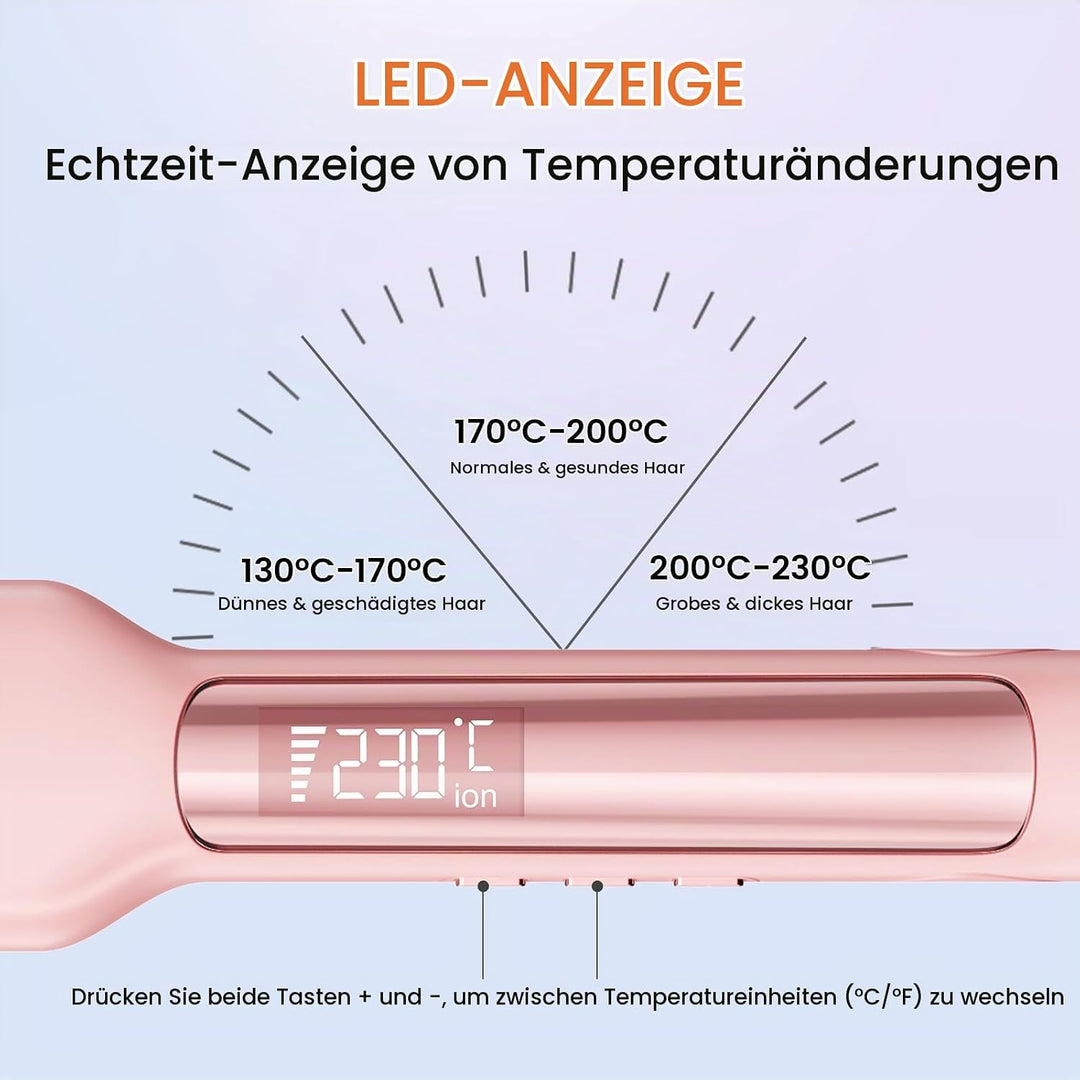Faszin Professionelle Glätteisen, 42mm Breite Titanplatten mit Negativer Ionenfunktion, 30s Schnelle