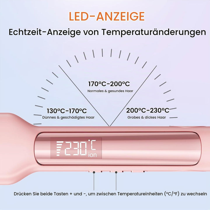 Faszin Professionelle Glätteisen, 42mm Breite Titanplatten mit Negativer Ionenfunktion, 30s Schnelle