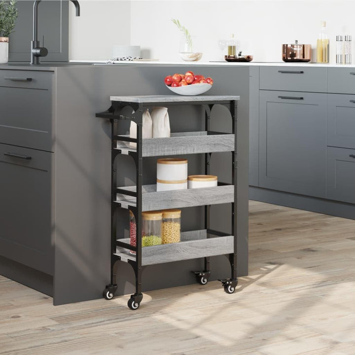 Küchenwagen Grau Sonoma 53x20x76 cm Holzwerkstoff, Rollwagen, Kleines Regal, Regal Küche, Badezimmer