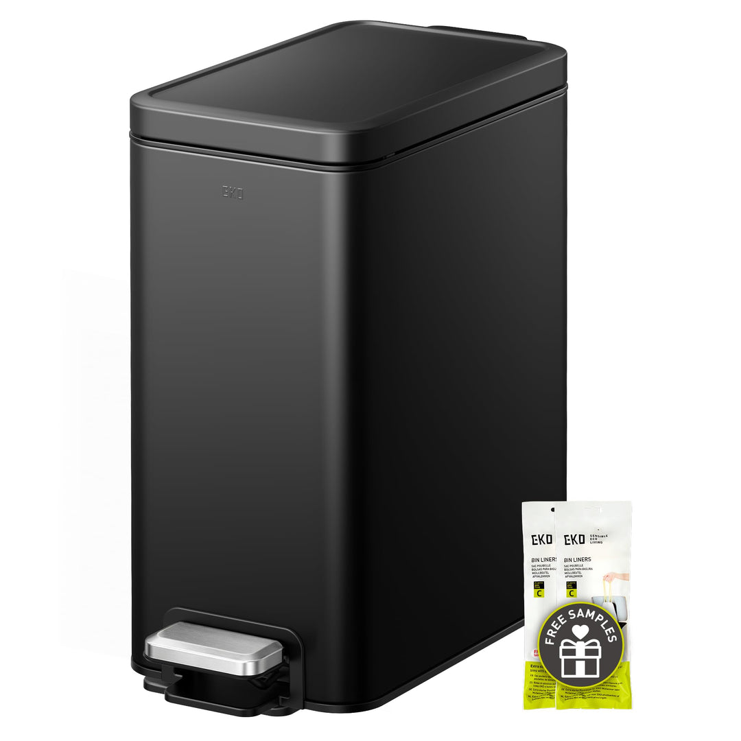 EKO Stella Mülleimer Bad 10L, Kleiner Abfalleimer fürs Badezimmer mit Soft-Close-Deckel, fingerabdru